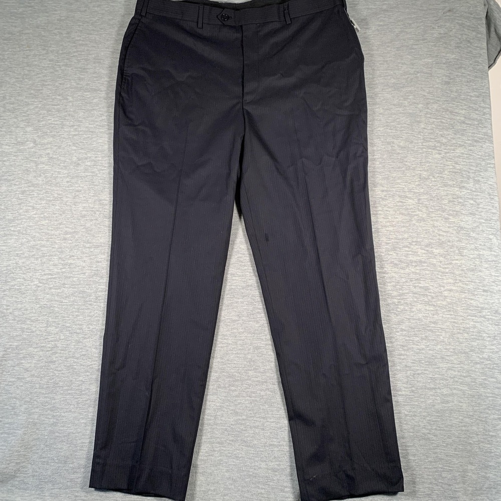 Brooks Brothers 346 Dress Pants Mens 40x30 Blue Pinstripe Regent Stretch Wool